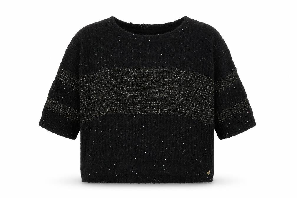 Hilfiger Denim Womens Black Sequin Knit Jumper XL Relaxed Fit