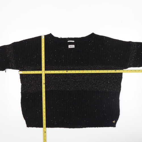 Hilfiger Denim Womens Black Sequin Knit Jumper XL Relaxed Fit