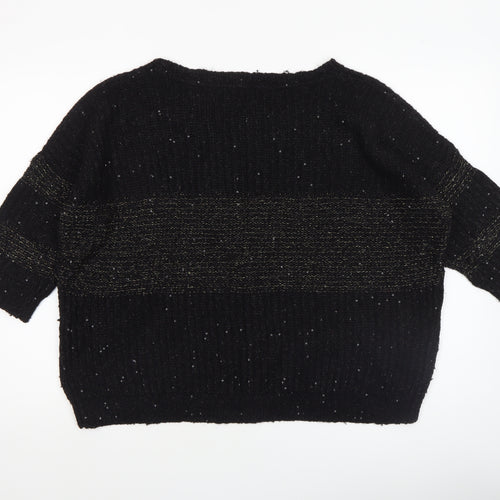Hilfiger Denim Womens Black Sequin Knit Jumper XL Relaxed Fit