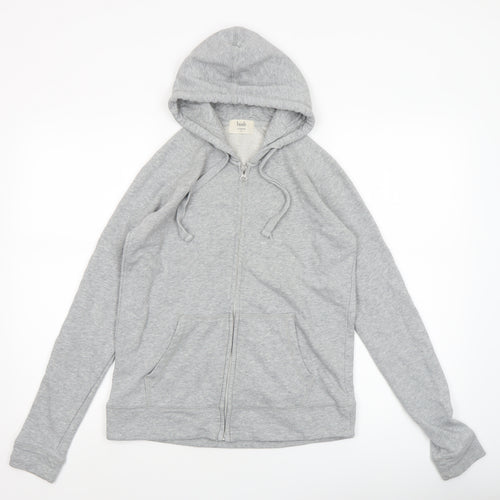 Hush Unisex Grey Full Zip Hoodie XS Lightweight Cotton Blend