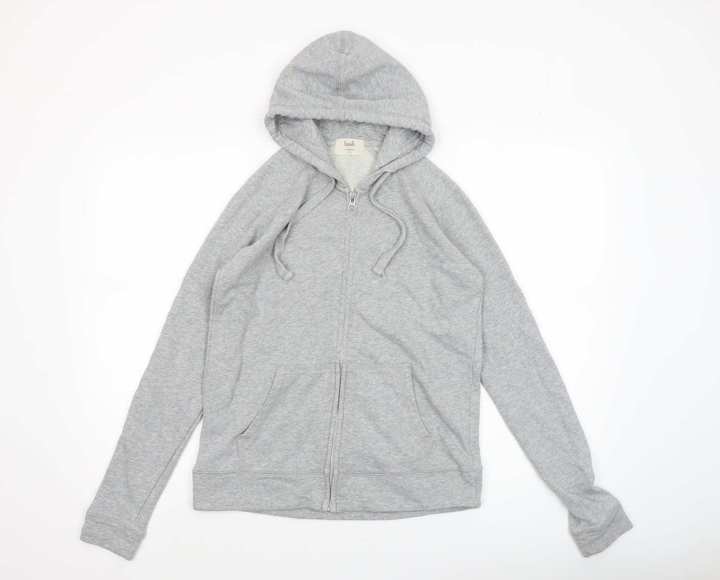 Hush Unisex Grey Full Zip Hoodie XS Lightweight Cotton Blend
