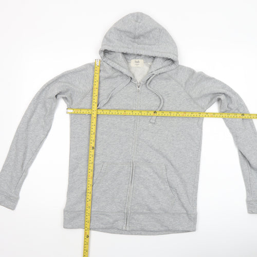 Hush Unisex Grey Full Zip Hoodie XS Lightweight Cotton Blend