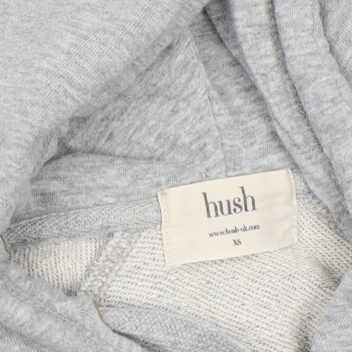 Hush Unisex Grey Full Zip Hoodie XS Lightweight Cotton Blend