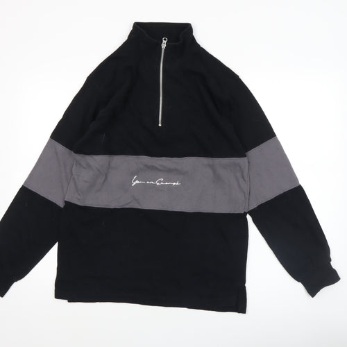 YAE Men’s Black & Grey 1/2 Zip Pullover Sweatshirt Small