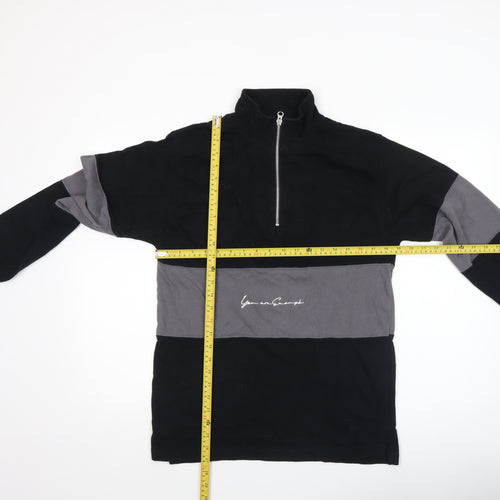 YAE Men’s Black & Grey 1/2 Zip Pullover Sweatshirt Small