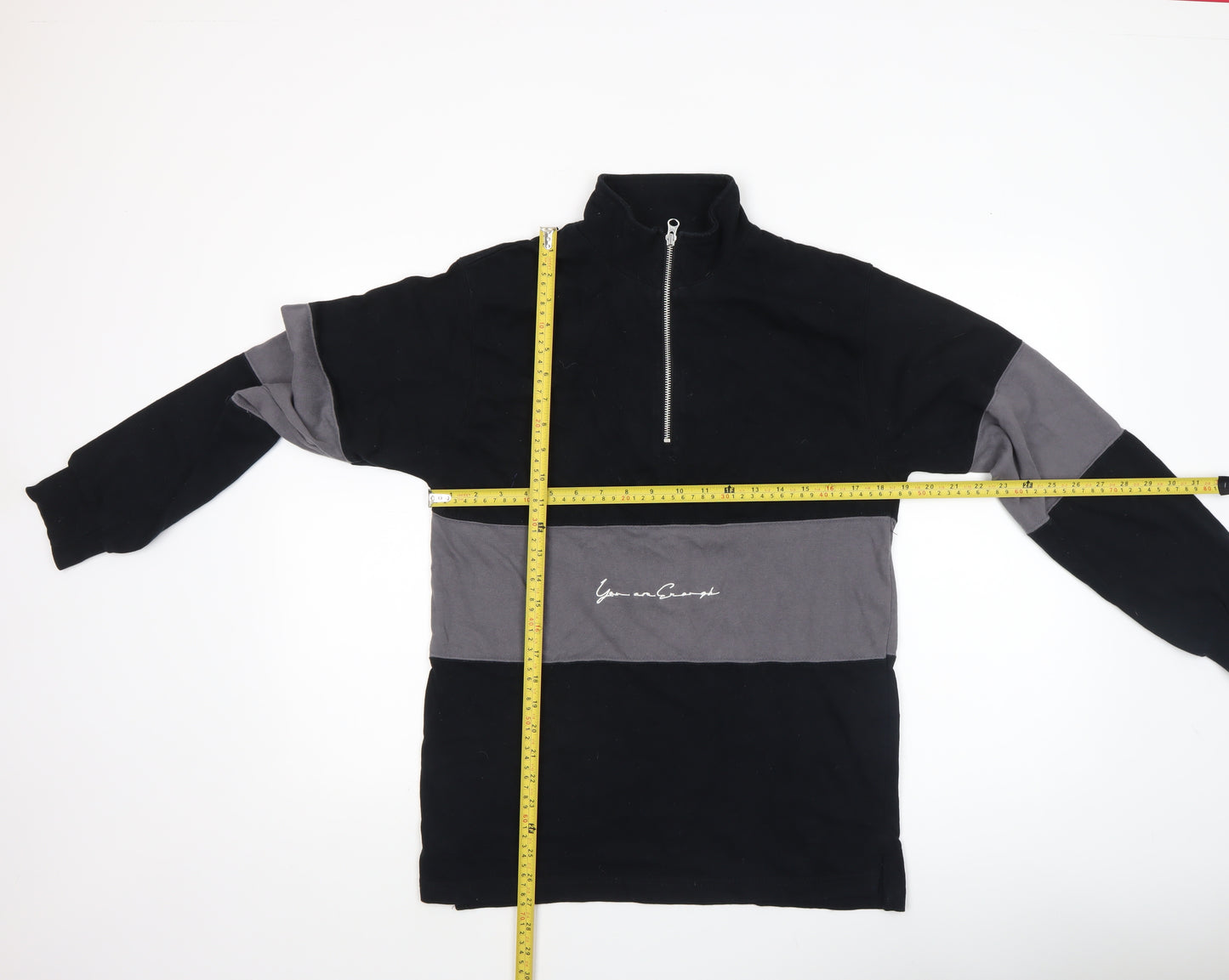 YAE Men’s Black & Grey 1/2 Zip Pullover Sweatshirt Small