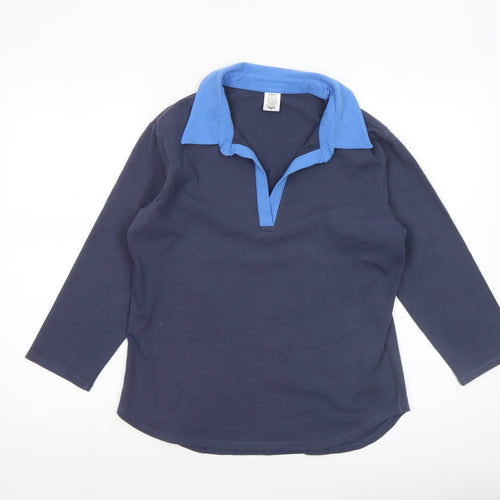 Patagonia Women’s Blue 3/4 Sleeve Cotton Collared Polo Shirt Size L