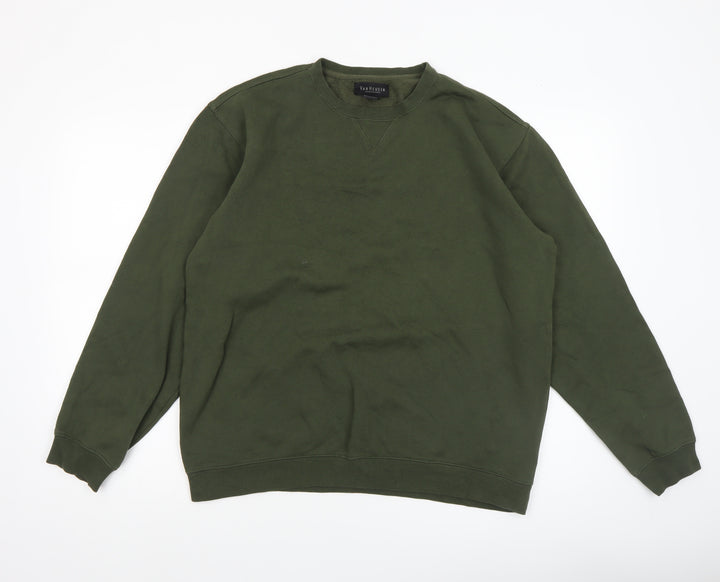 Van Heusen Men's Green Pullover Sweatshirt M Regular Cotton Blend