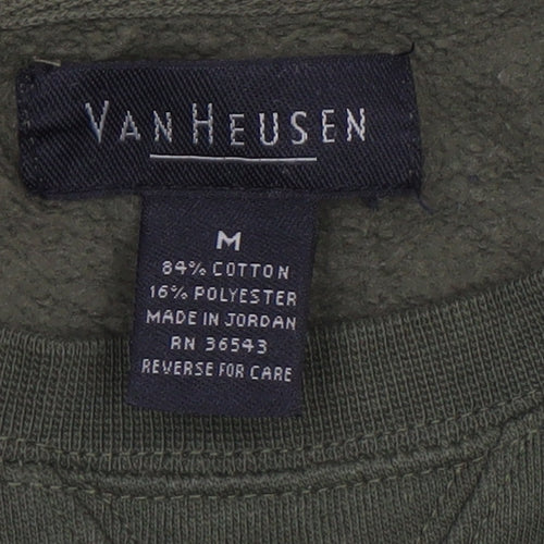Van Heusen Men's Green Pullover Sweatshirt M Regular Cotton Blend