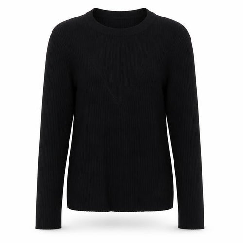 MNG Women Black Slim Fit Ribbed Knit Long Sleeve Pullover Jumper Size 12
