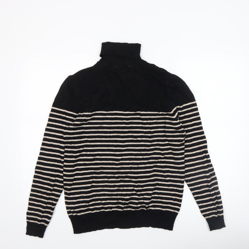 BHS Women’s Black Striped Roll Neck Knit Jumper Size 16
