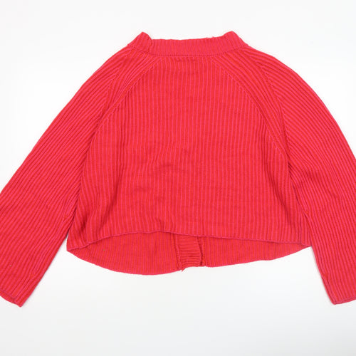 ASOS DESIGN Women’s Red V-Neck Button Rib Knit Cardigan Size S UK 8-10