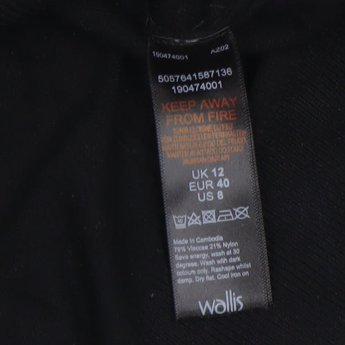 Wallis Womens Black Roll Neck Studded Shoulder Jumper UK 12