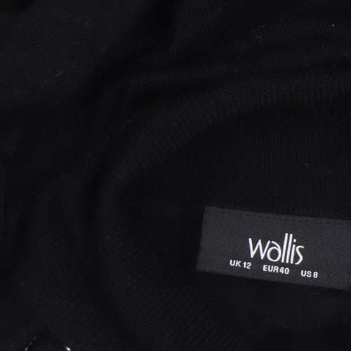 Wallis Womens Black Roll Neck Studded Shoulder Jumper UK 12