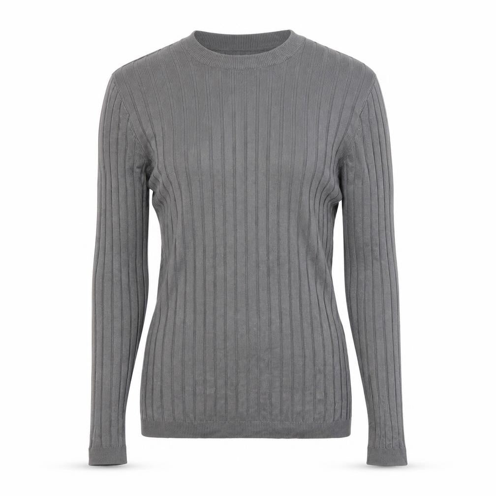 River Island Womens Grey Ribbed Knit Crew Neck Long Sleeve Jumper M