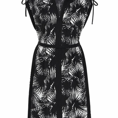 Oasis Womens Black Tropical Print Collared Shirt Dress Size S