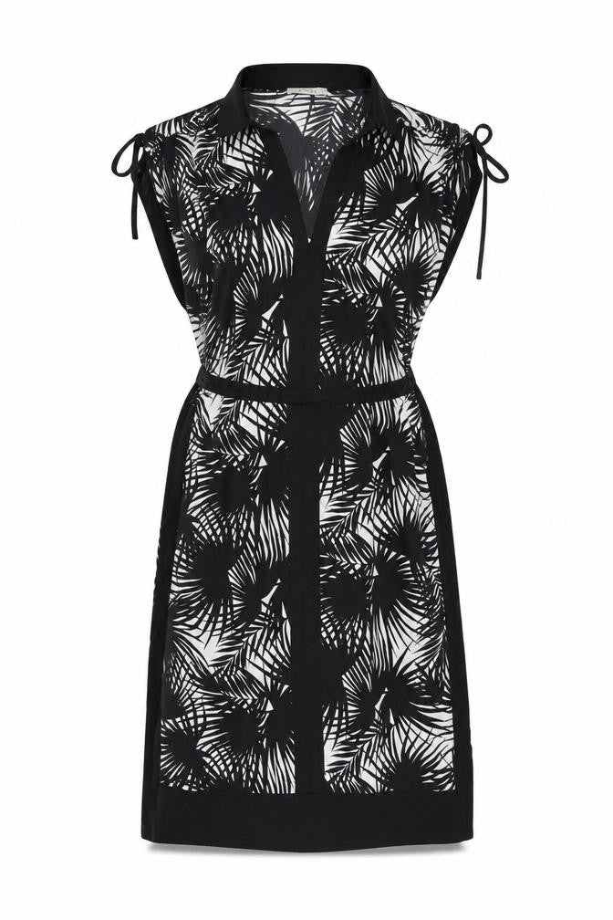 Oasis Womens Black Tropical Print Collared Shirt Dress Size S