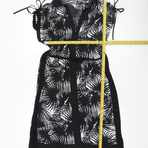Oasis Womens Black Tropical Print Collared Shirt Dress Size S