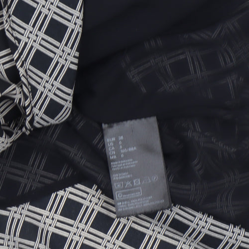 H&M Women Black Geometric Sleeveless Shirt Dress Size 10