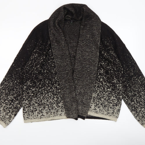 Benetton Women's Black Metallic Knit Cardigan L Relaxed Fit