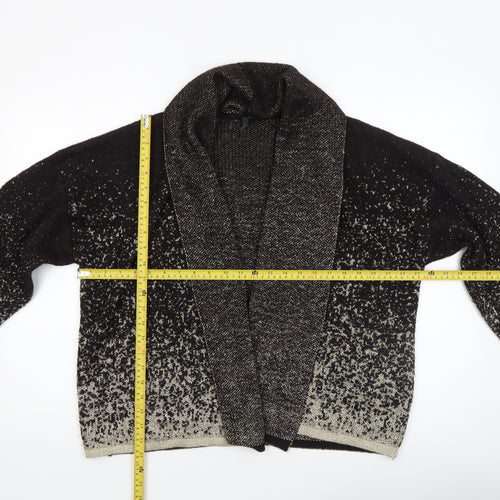 Benetton Women's Black Metallic Knit Cardigan L Relaxed Fit