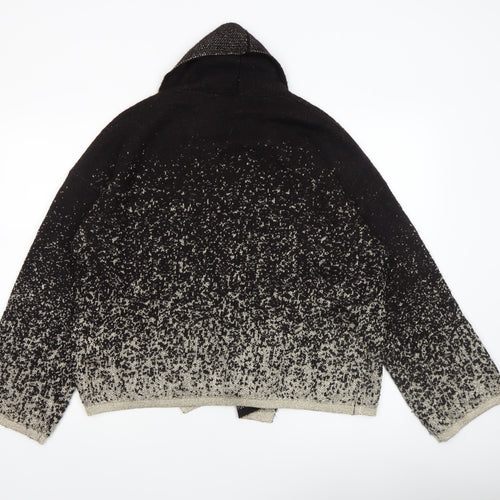Benetton Women's Black Metallic Knit Cardigan L Relaxed Fit