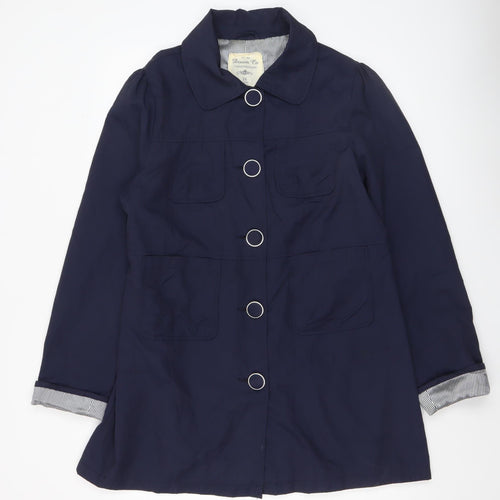 Denim Co Women’s Blue Cotton Blend Mid-Length Trench Coat Size 16