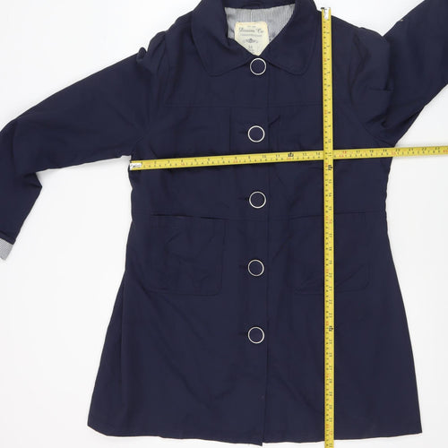 Denim Co Women’s Blue Cotton Blend Mid-Length Trench Coat Size 16