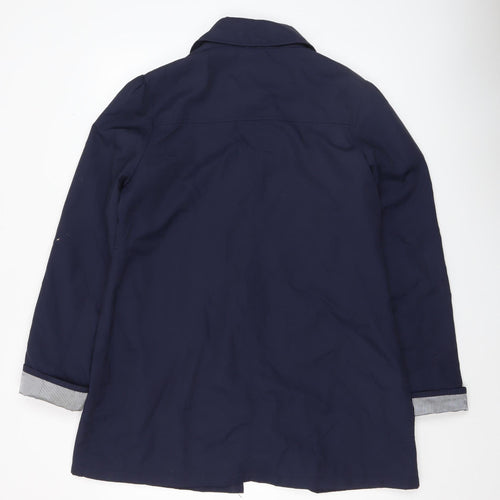 Denim Co Women’s Blue Cotton Blend Mid-Length Trench Coat Size 16