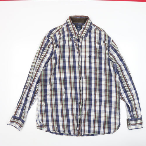 Bugatti Men's Multicoloured Checked Button-Down Long Sleeve Cotton Shirt L
