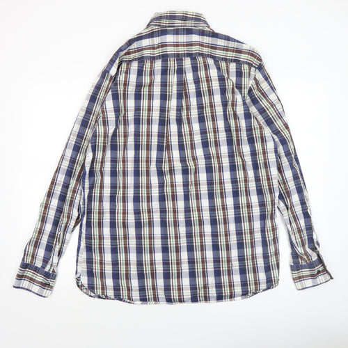 Bugatti Men's Multicoloured Checked Button-Down Long Sleeve Cotton Shirt L
