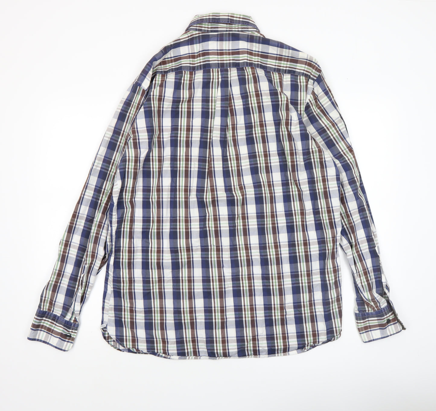 Bugatti Men's Multicoloured Checked Button-Down Long Sleeve Cotton Shirt L