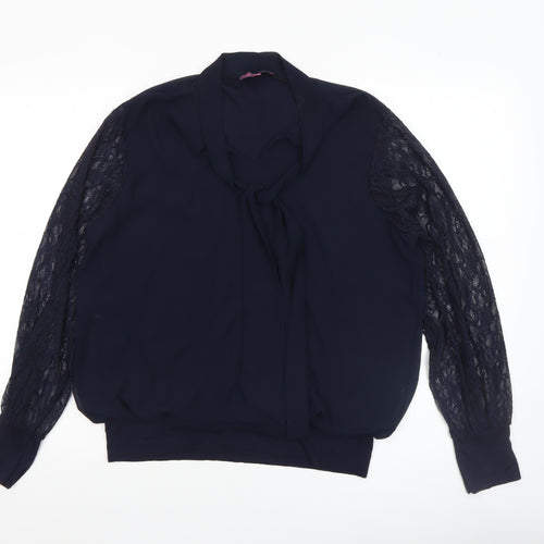 Kate + Pippa Women’s Navy Blue Lace Sleeve Tunic Blouse Size L