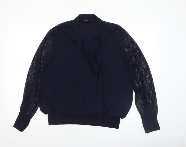 Kate + Pippa Women’s Navy Blue Lace Sleeve Tunic Blouse Size L