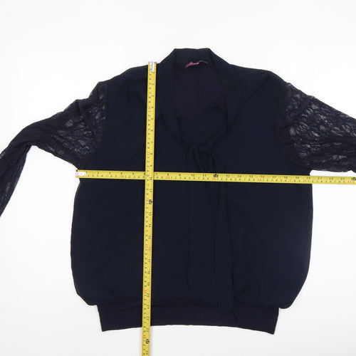 Kate + Pippa Women’s Navy Blue Lace Sleeve Tunic Blouse Size L