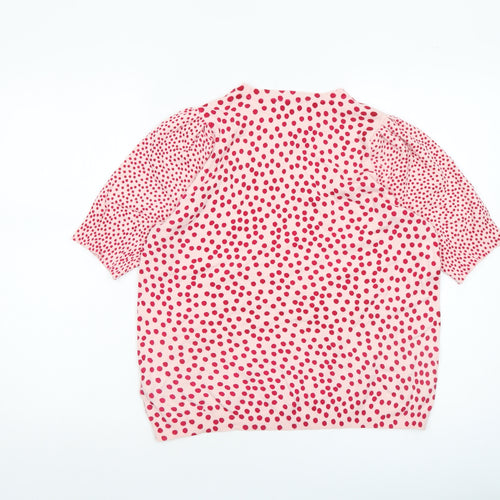 Marks and Spencer Women Pink Polka Dot Puff Sleeve Jumper Size 16