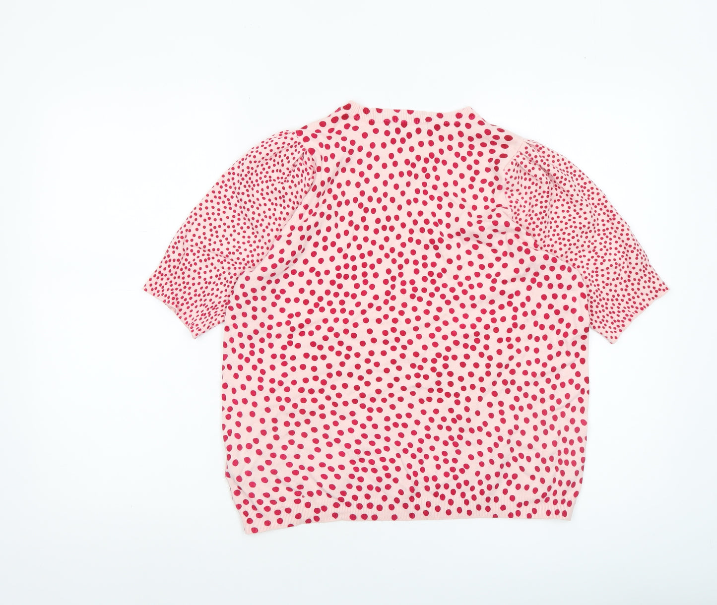 Marks and Spencer Women Pink Polka Dot Puff Sleeve Jumper Size 16