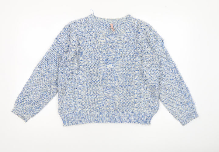 Sweewe Paris Women's Blue Chunky-Knit Wool Blend Jumper M