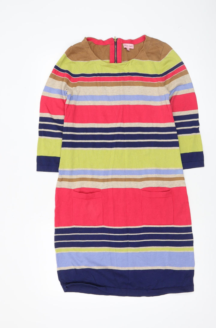 Phase Eight Women’s Multicoloured Stripe Cotton Shift Dress Size 10
