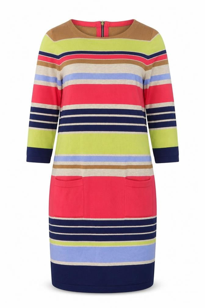 Front view of Phase Eight Women’s Multicoloured Stripe Cotton Shift Dress, size UK 10