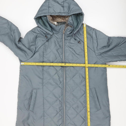 Anne de Lancay Women’s Grey Quilted Hooded Puffer Coat Size L