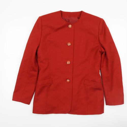 Viyella Women's Red Pure Wool Single-Breasted Blazer Size 8