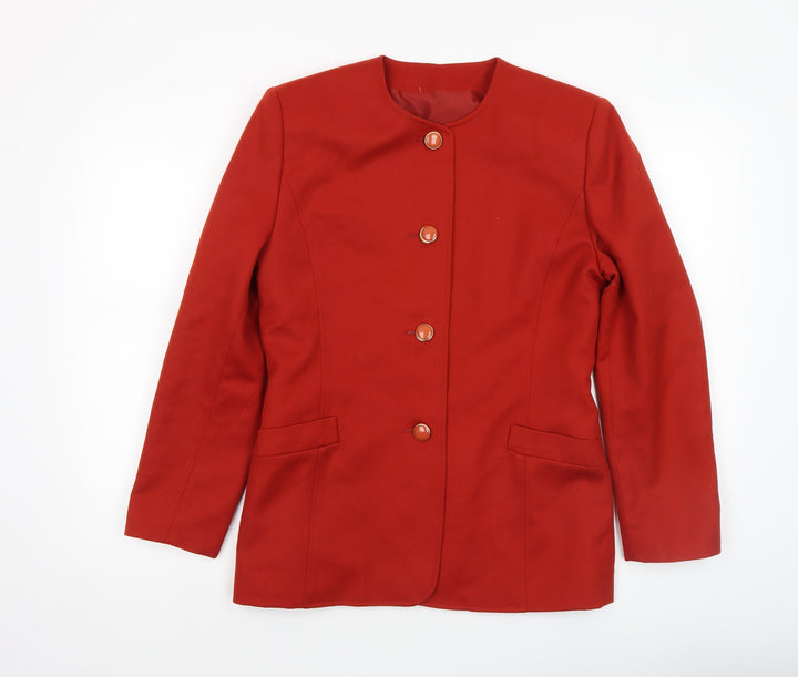 Viyella Women's Red Pure Wool Single-Breasted Blazer Size 8