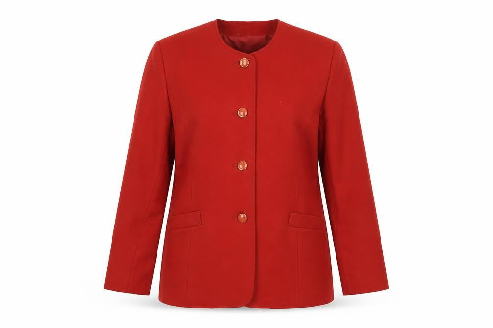 Front view of Viyella Women's Red Pure Wool Single-Breasted Blazer, size 8