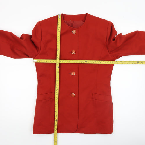Viyella Women's Red Pure Wool Single-Breasted Blazer Size 8