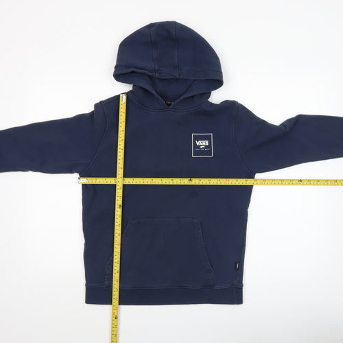 Vans Boys Navy Pullover Hoodie Large Logo Floral Graphic Blue Sweatshirt