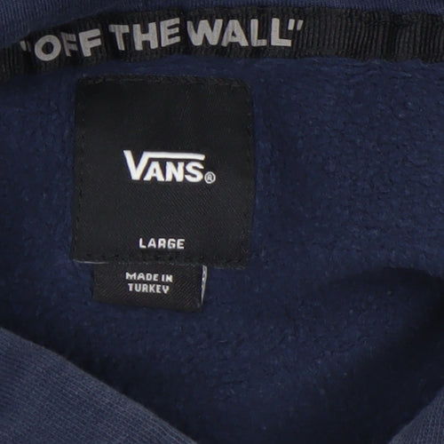 Vans Boys Navy Pullover Hoodie Large Logo Floral Graphic Blue Sweatshirt