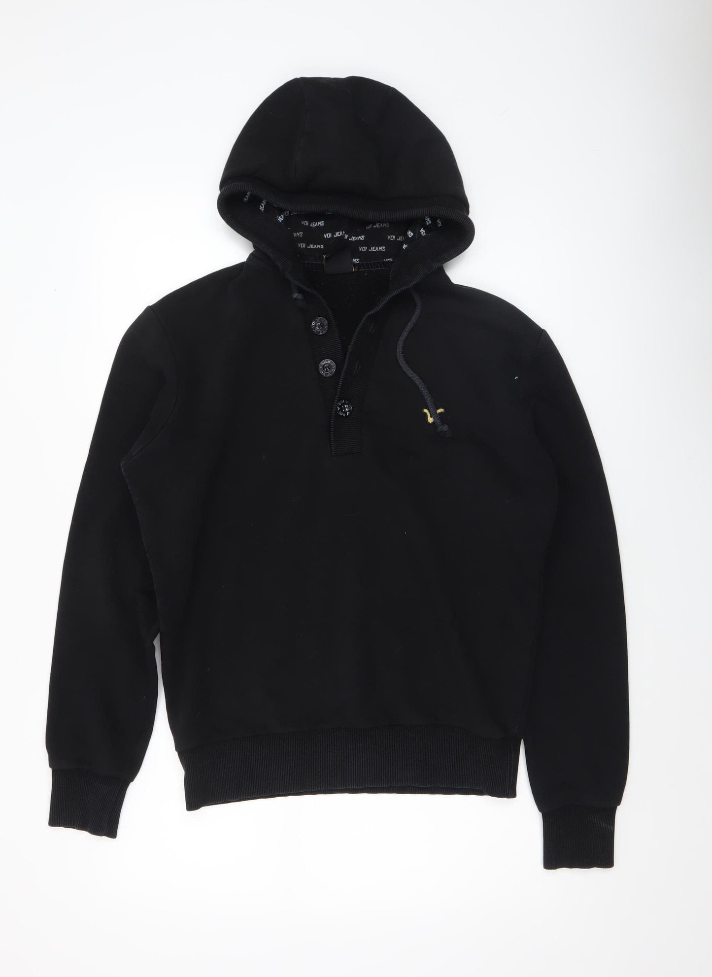 Voi Jeans Men's Black Henley Hoodie Sweatshirt Size S