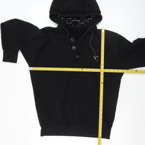 Voi Jeans Men's Black Henley Hoodie Sweatshirt Size S