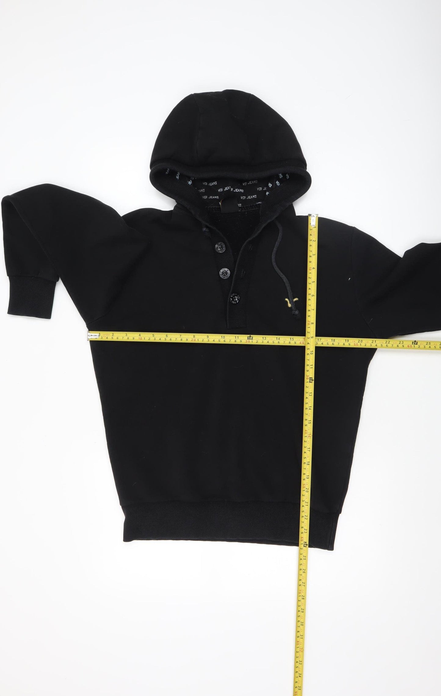Voi Jeans Men's Black Henley Hoodie Sweatshirt Size S